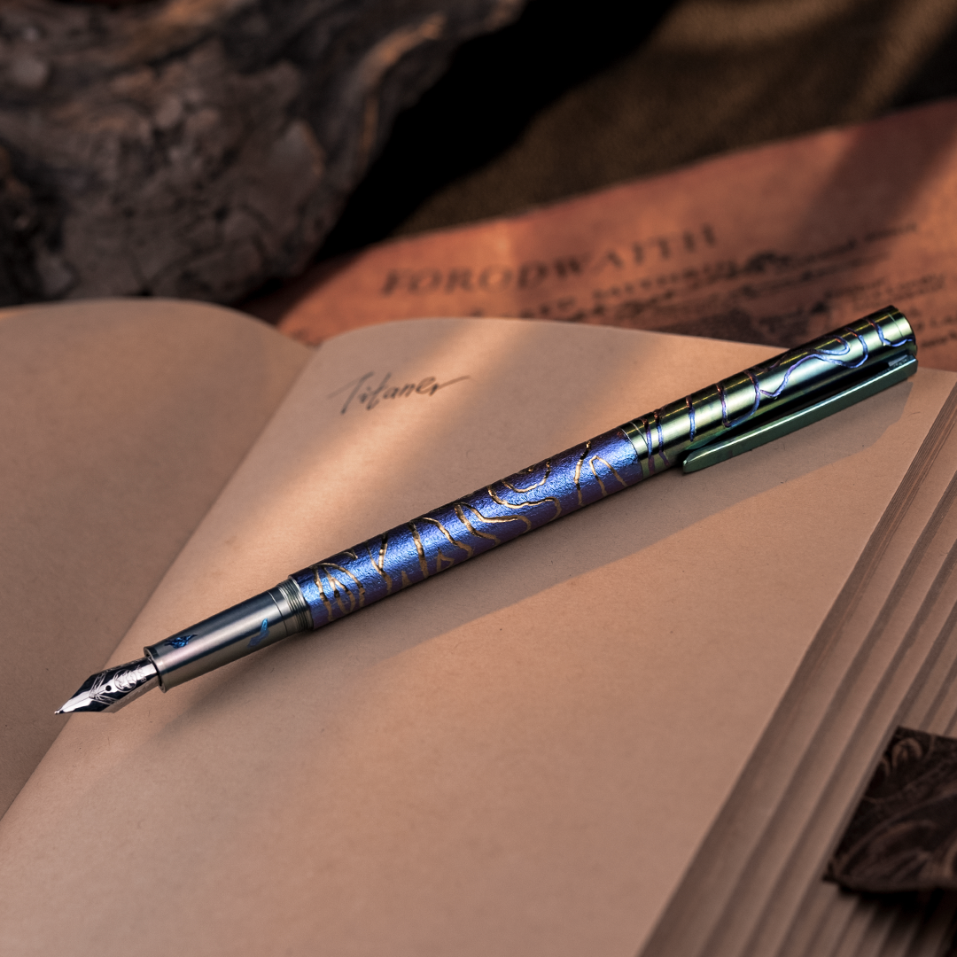 Hand-Carved Titanium Fountain Pen