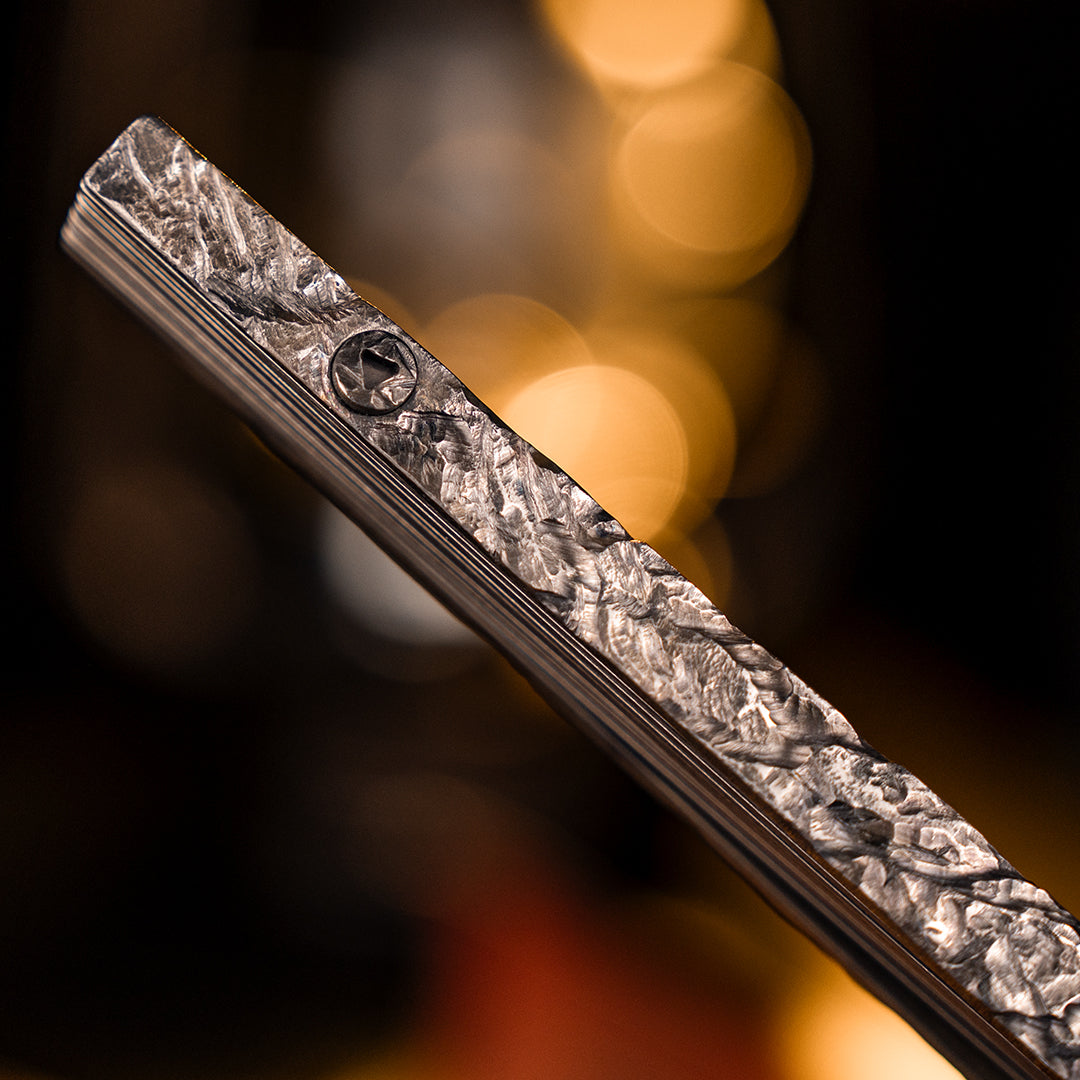 BuRan: the Titanium Hand carved Folding Fan- Stone-Sculpted