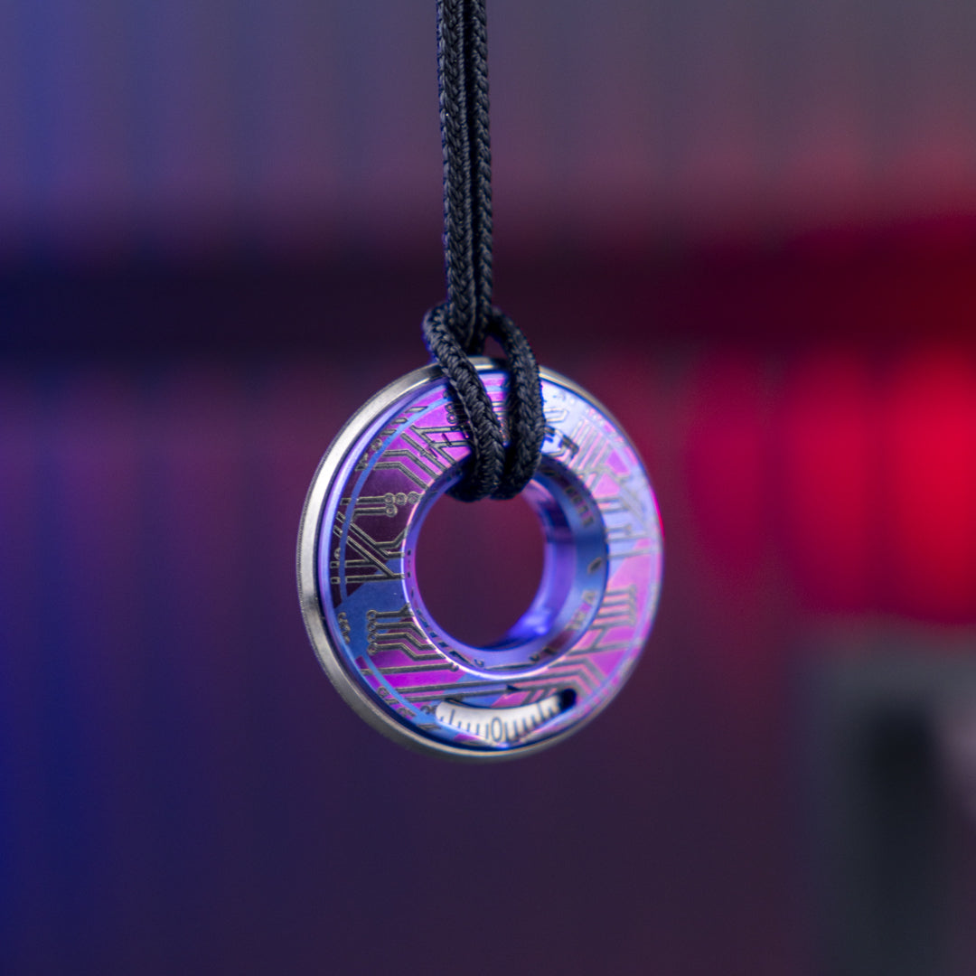 Cyber-Circuit Titanium Curve Measure Ring