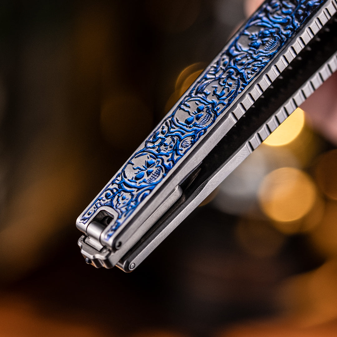 Skull: Engraved Titanium Folding Saw【Limited 20 Pcs】