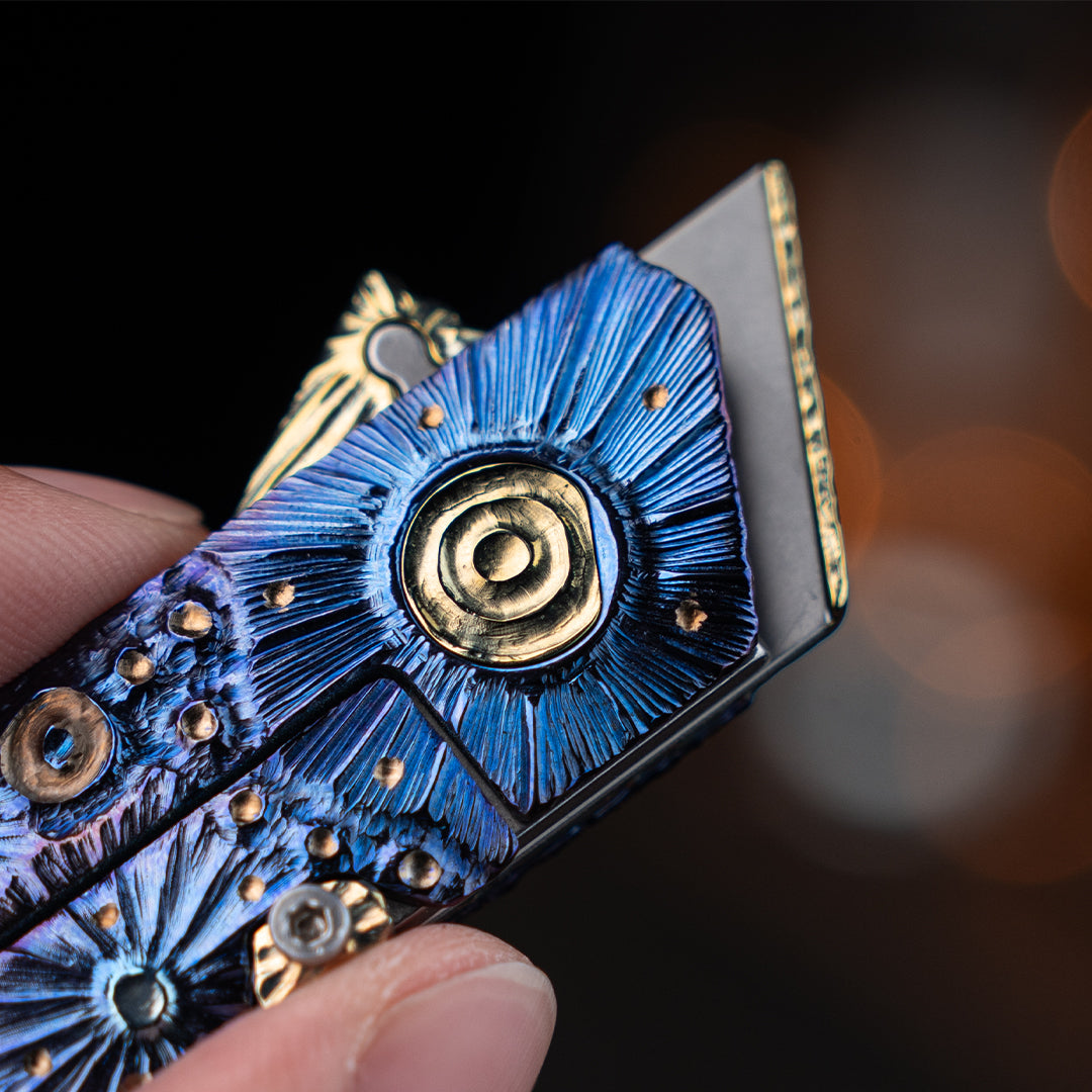 Blue Meteor Raven Titanium Utility Folding knife