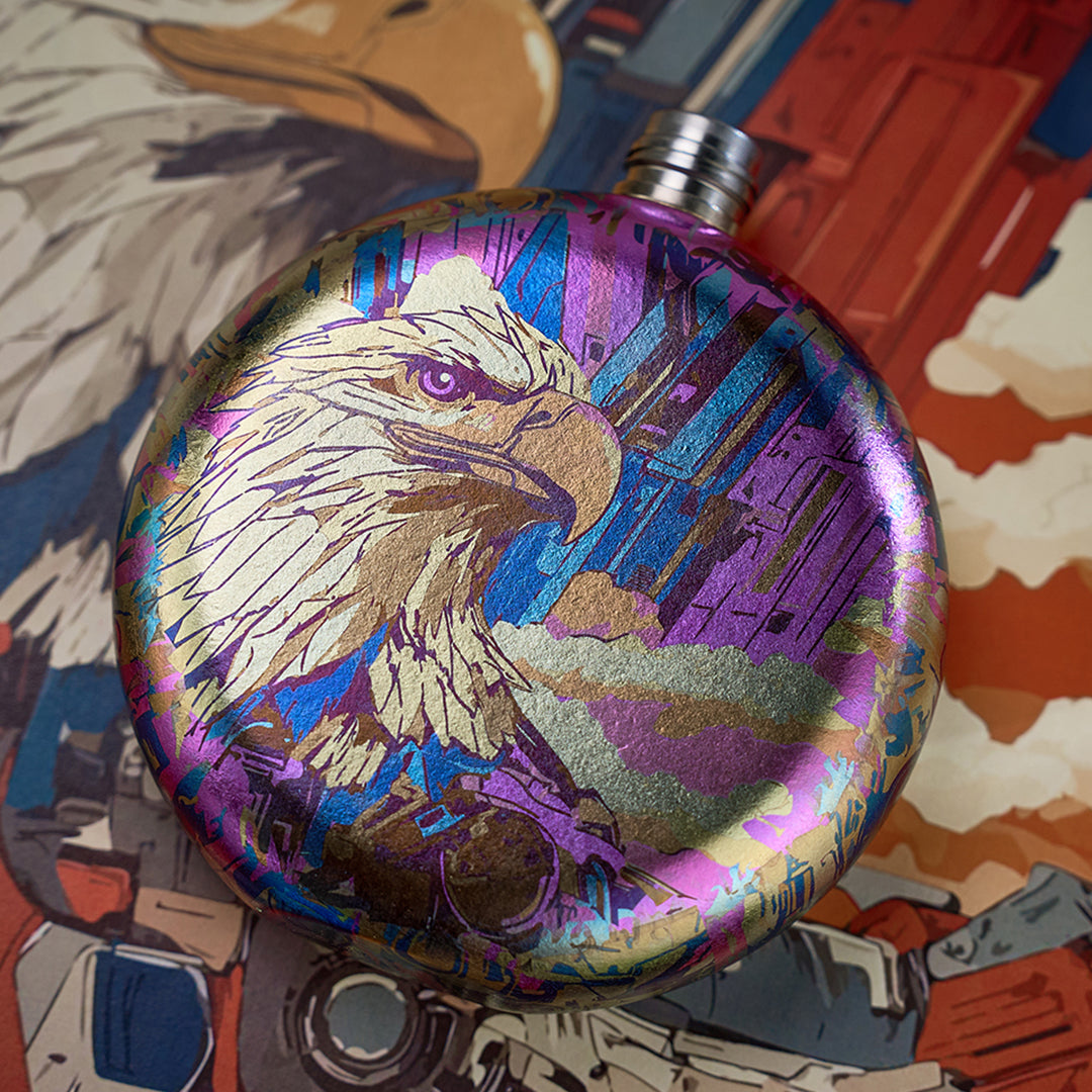 World Premiere Colored Titanium Hip Flask