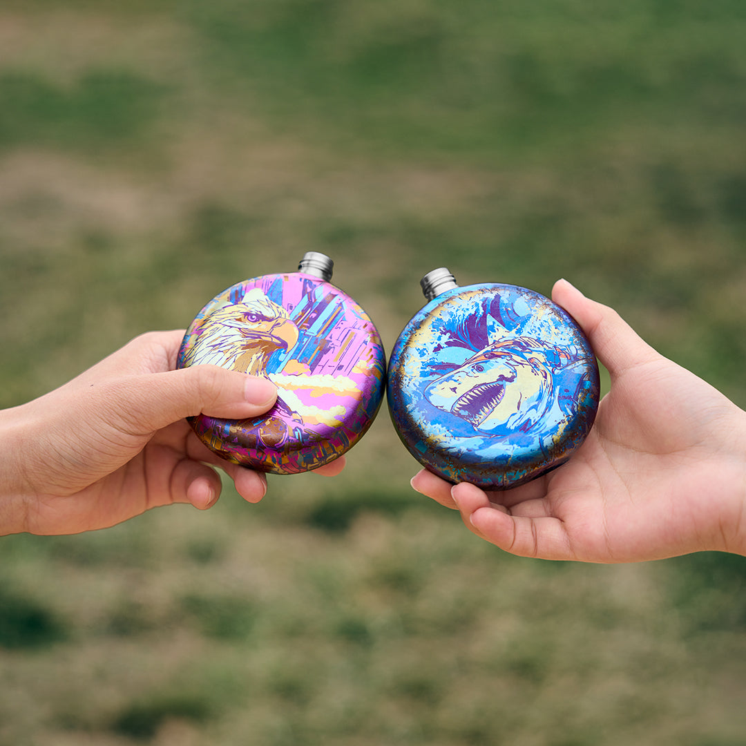 World Premiere Colored Titanium Hip Flask