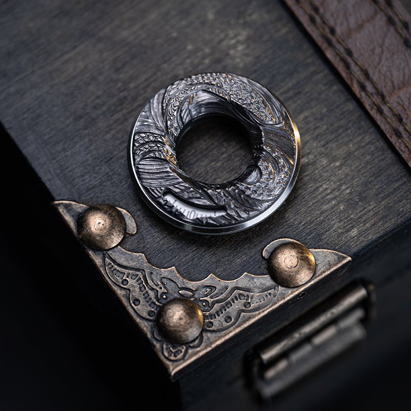 Serpent-Scaled Titanium Curve Measure Ring