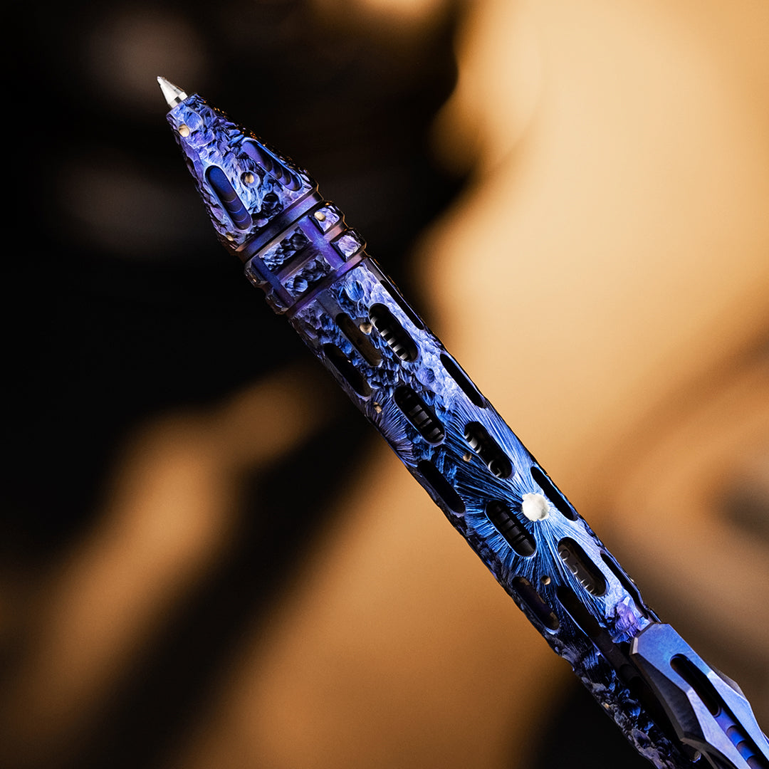 Bolígrafo táctico de cerrojo de titanio Blue Meteor