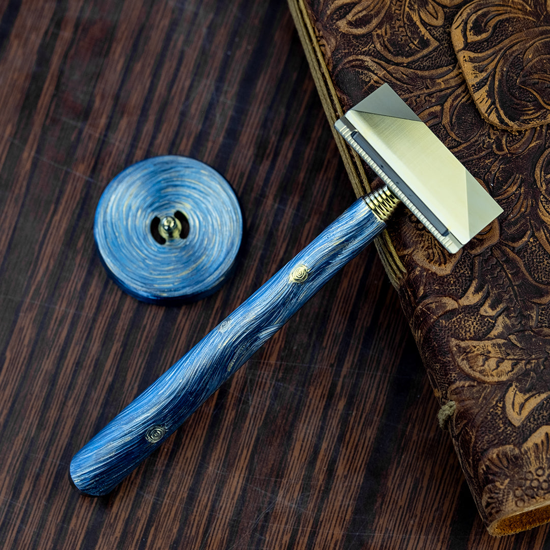 The Starry Night--Hand-Carved Titanium Single-edge Razor