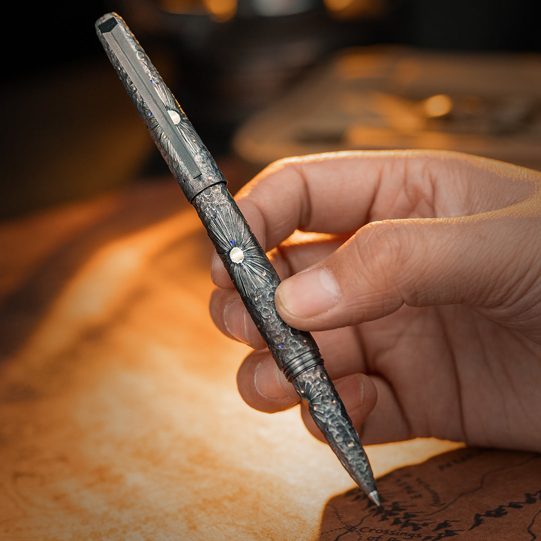 Hand-carved Titanium Tactical Ballpoint Pen