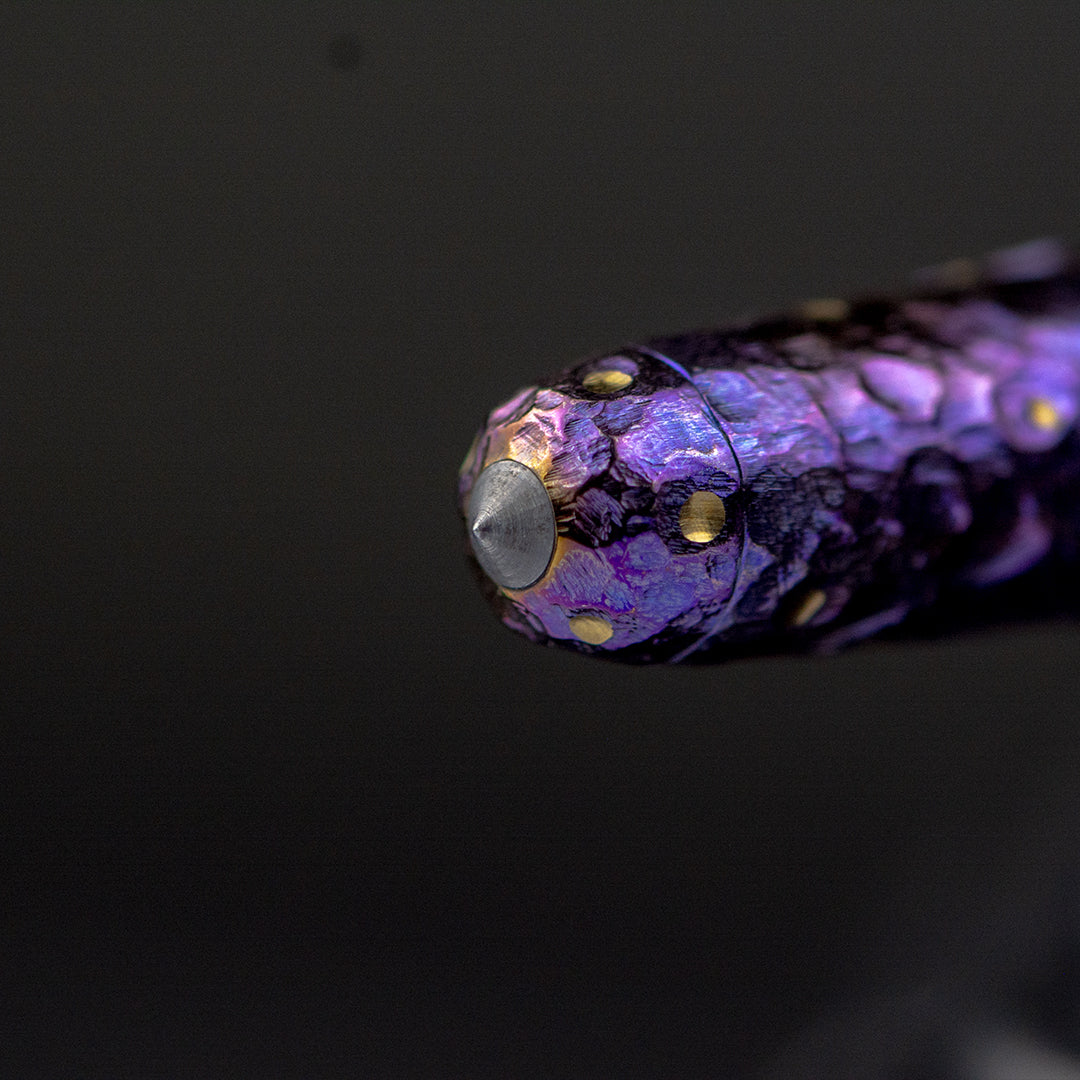 Hand-carved Titanium Tactical Ballpoint Pen