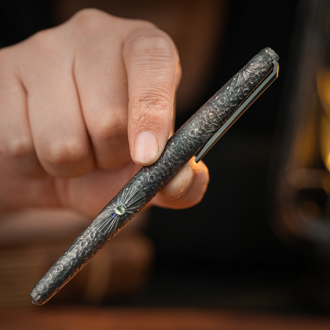 Hand-carved Titanium Tactical Ballpoint Pen