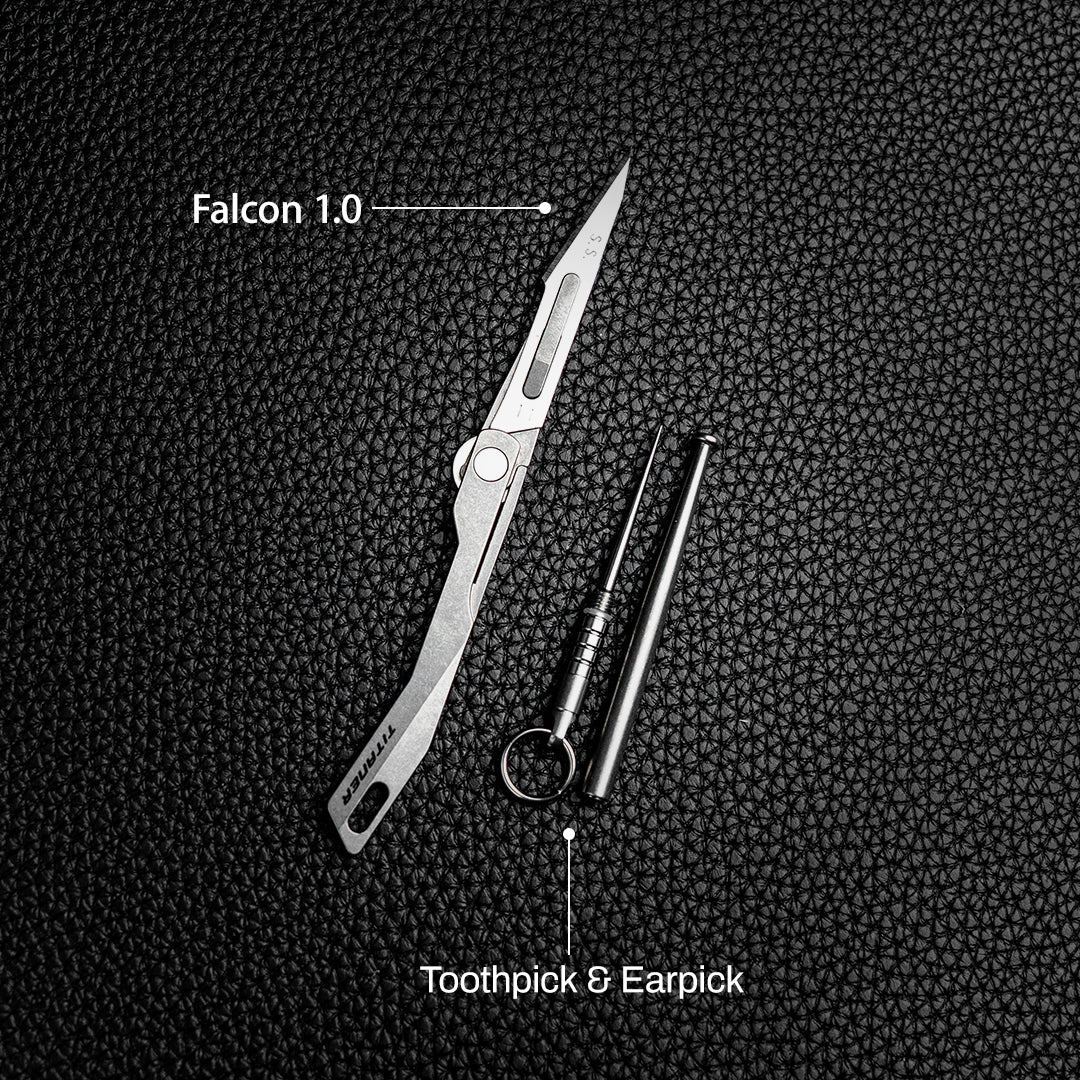 Falcon 1.0 Micro Cutter: Titanium Utility Mini Folding Cutter