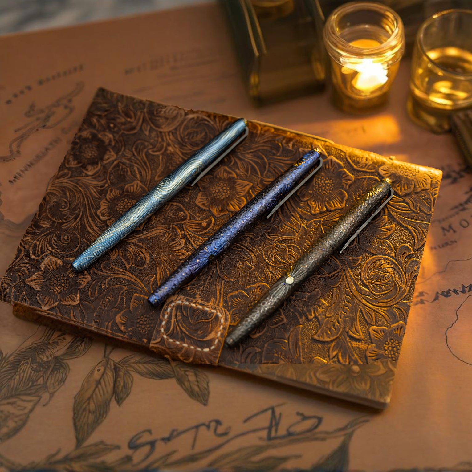 Hand-carved Titanium Tactical Ballpoint Pen