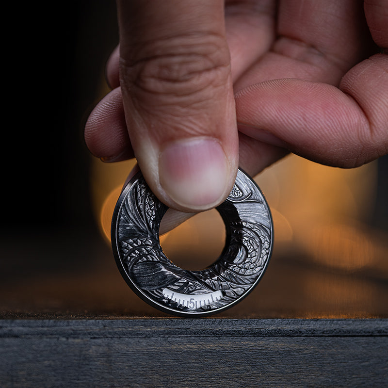 Serpent-Scaled Titanium Curve Measure Ring