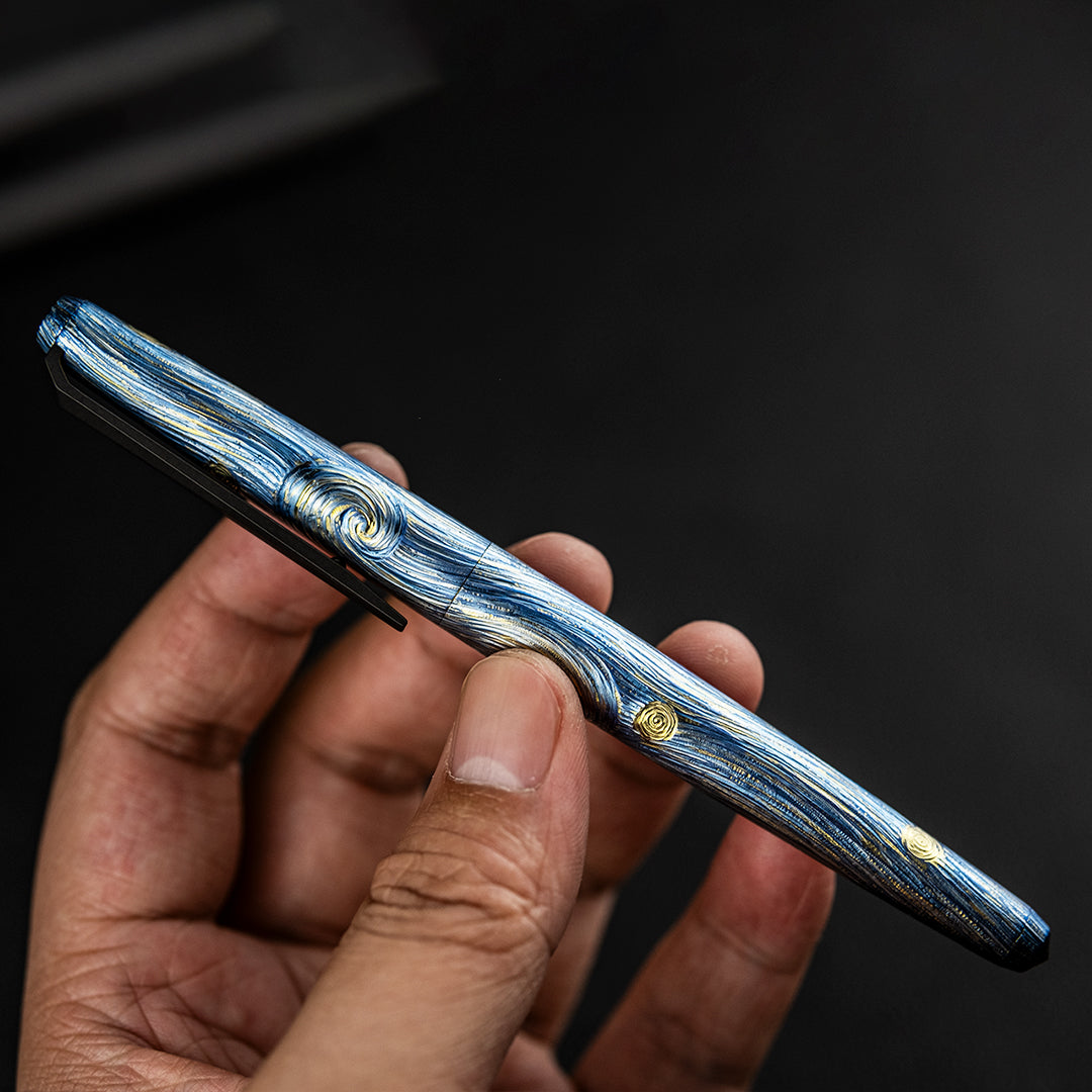Hand-carved Titanium Tactical Ballpoint Pen