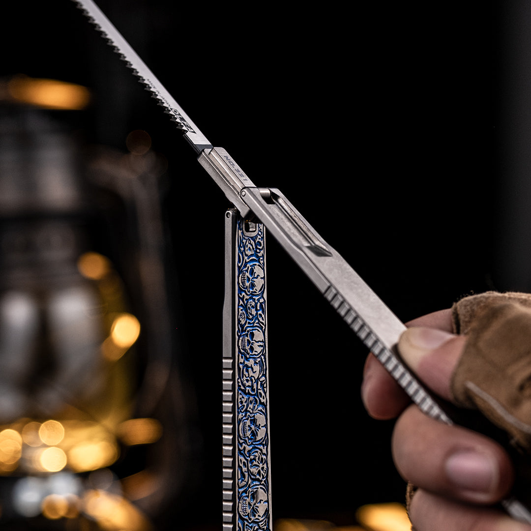 Skull: Engraved Titanium Folding Saw【Limited 20 Pcs】