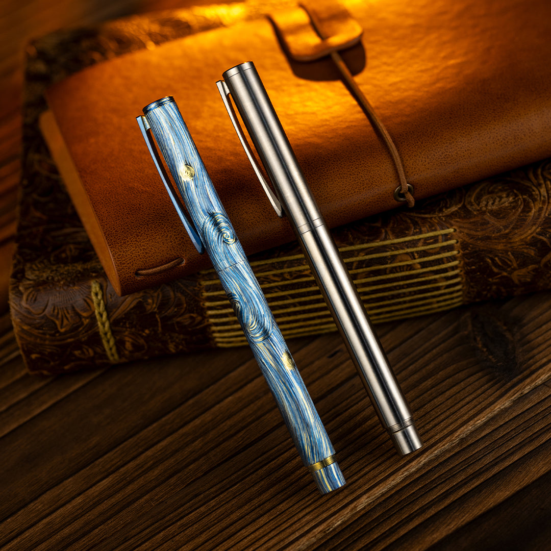 Hand-Carved Titanium Fountain Pen