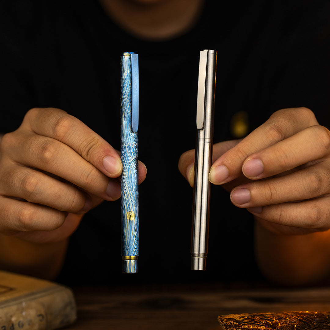 Hand-Carved Titanium Fountain Pen