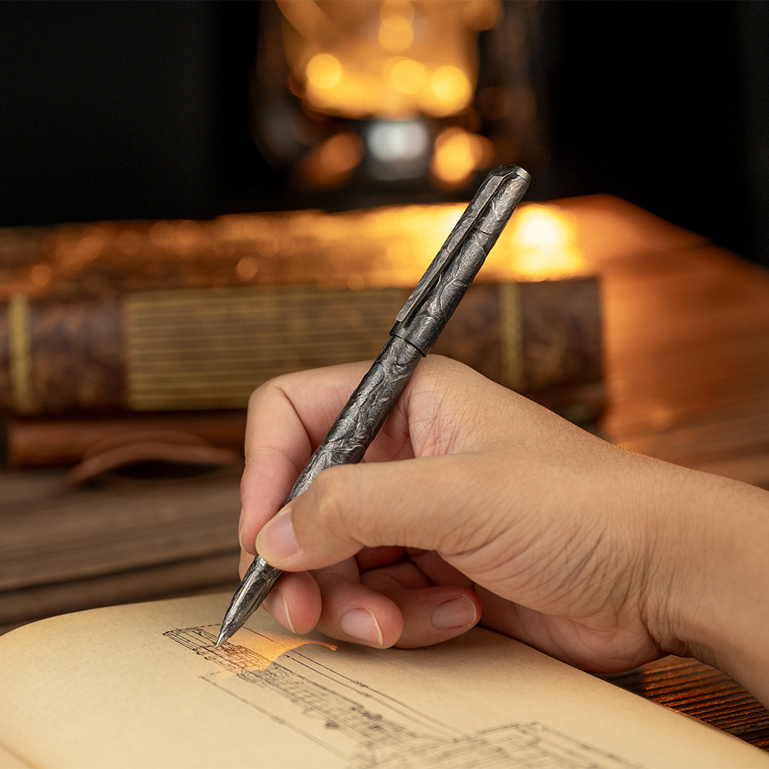 Stone-Sculpted Titanium Tactical Ballpoint Pen