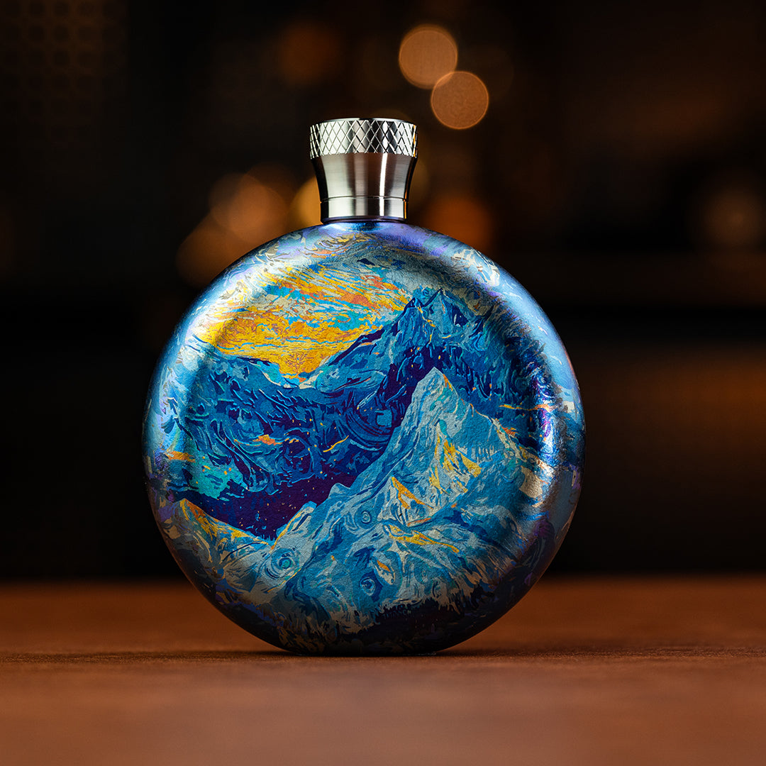 World Premiere Colored Titanium Hip Flask Bottle - B-Grade Collection