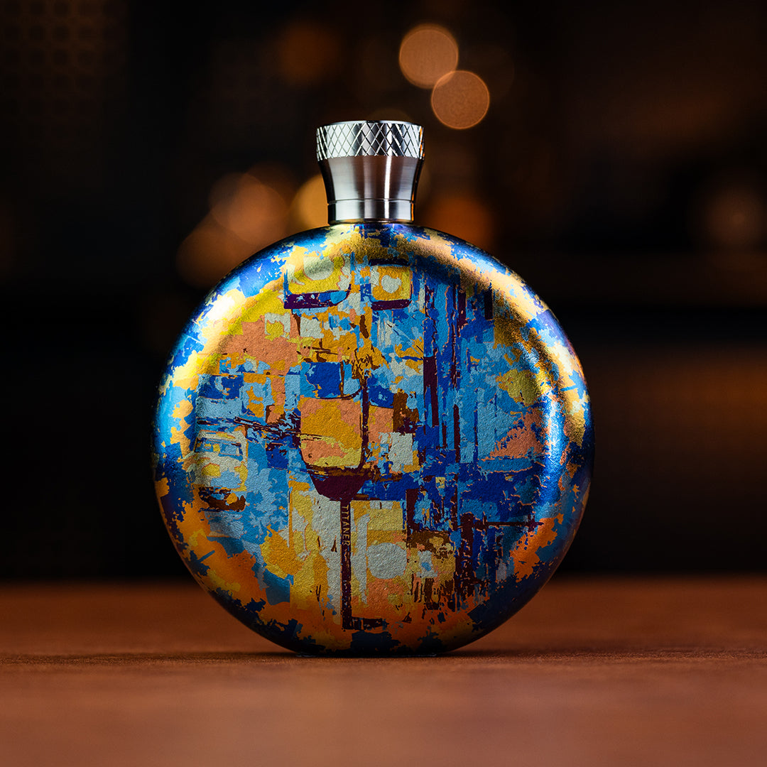World Premiere Colored Titanium Hip Flask Bottle - B-Grade Collection