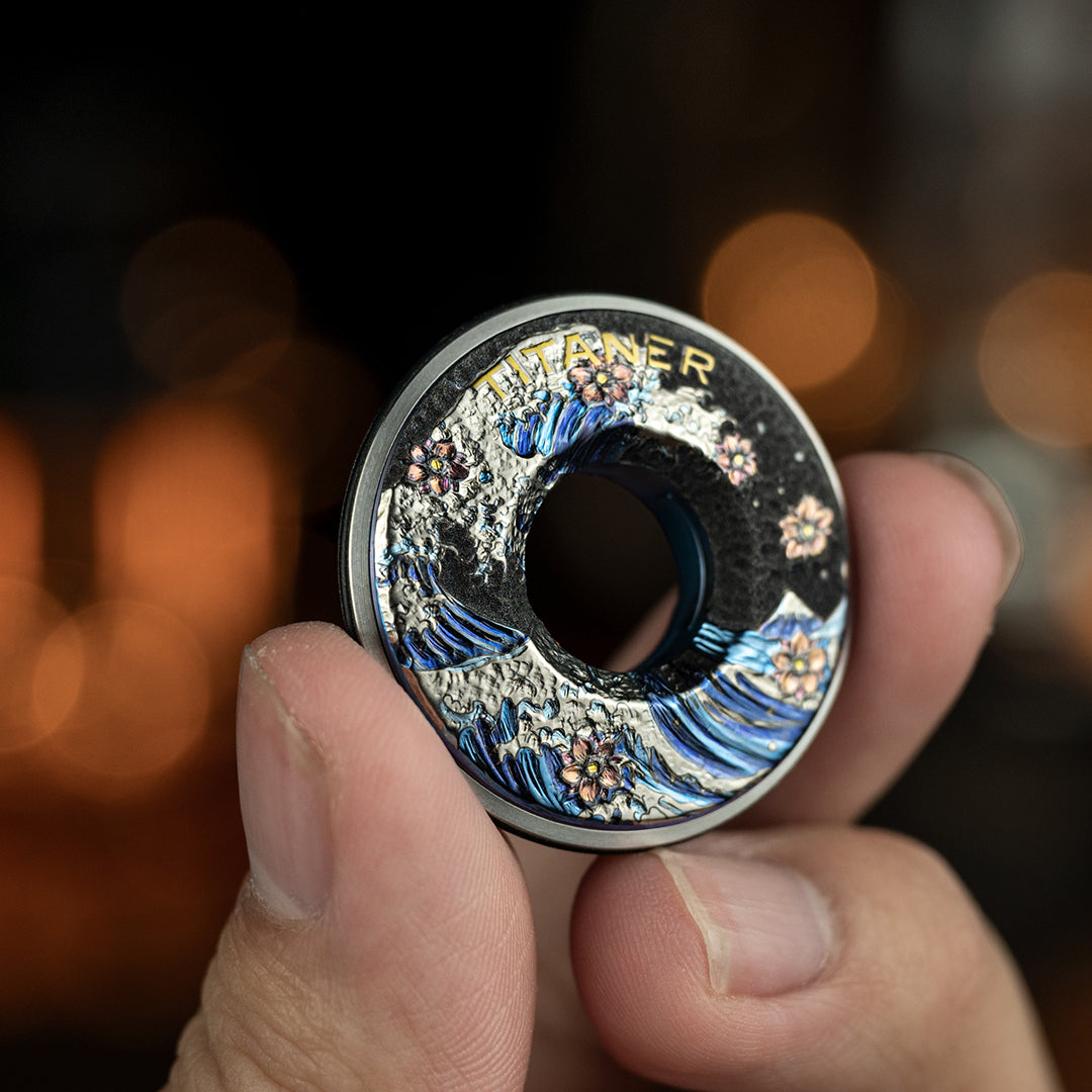Ti-Blooms: Titanium Hand Curved Ukiyo Wave Measure Ring 2.0 【Limited 20 Pcs】
