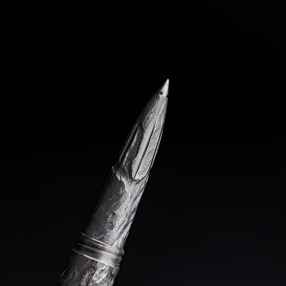 Hand-carved Titanium Tactical Ballpoint Pen