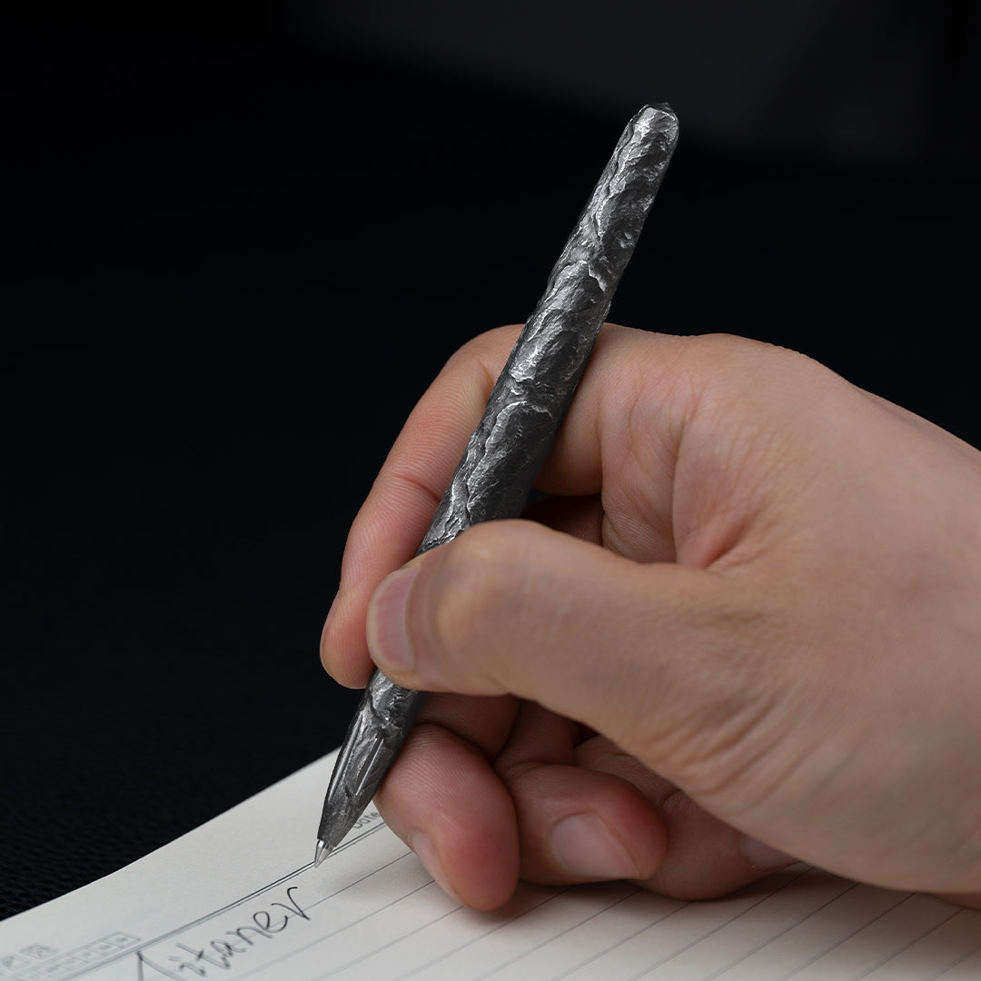 Hand-carved Titanium Tactical Ballpoint Pen