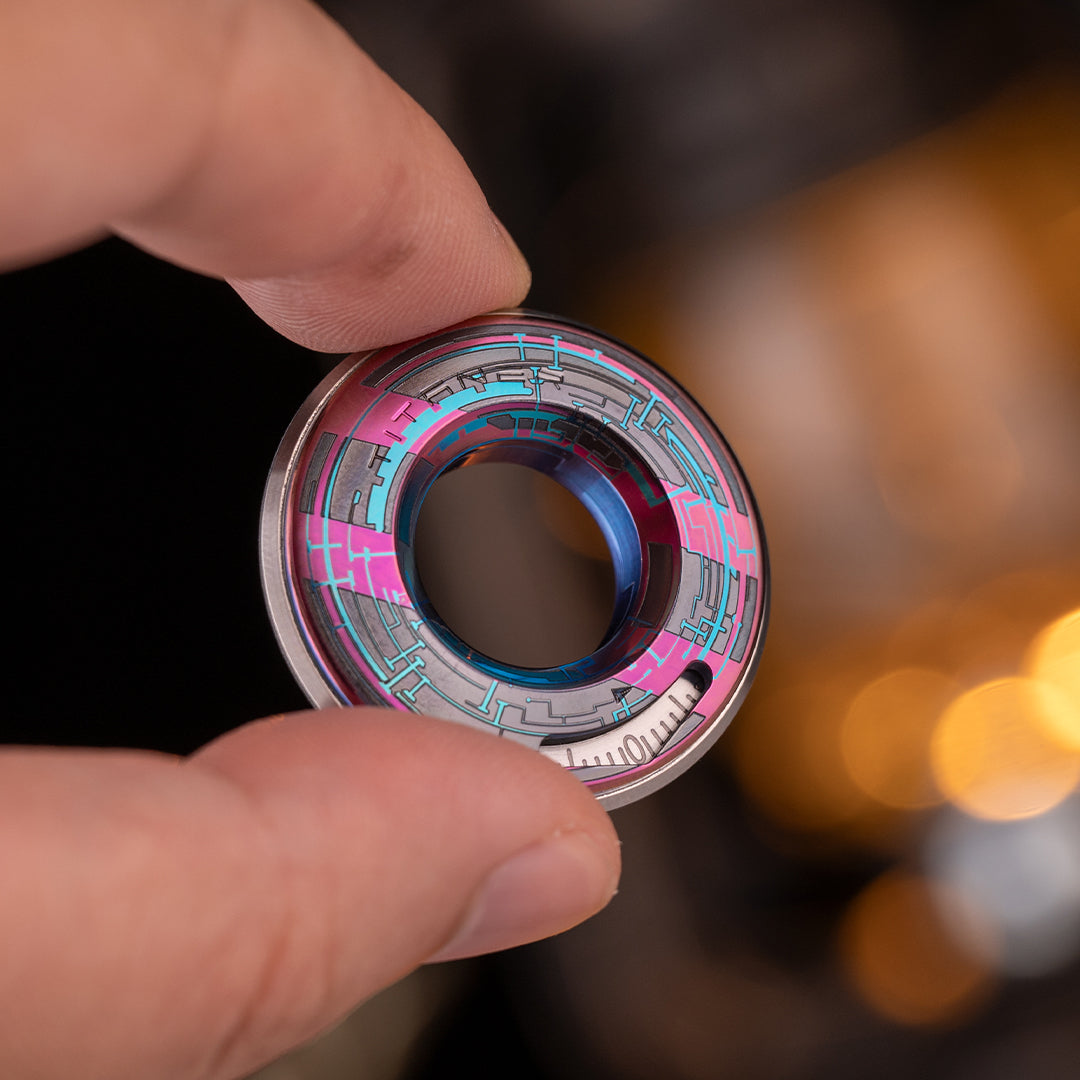 Cyber-Punk Titanium Curve Measure Ring