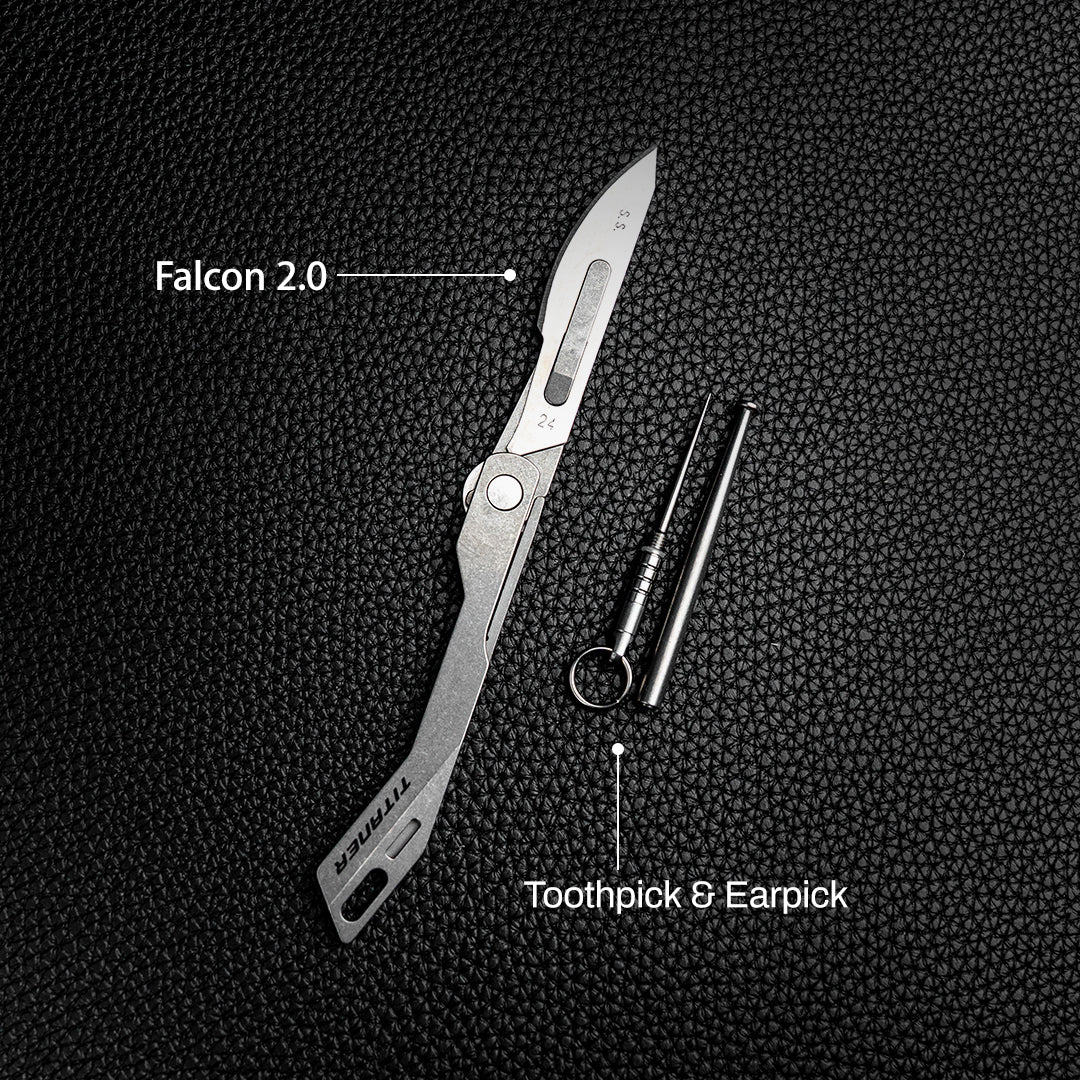 Falcon 2.0. Micro Cutter: Titanium Utility Mini Folding Cutter