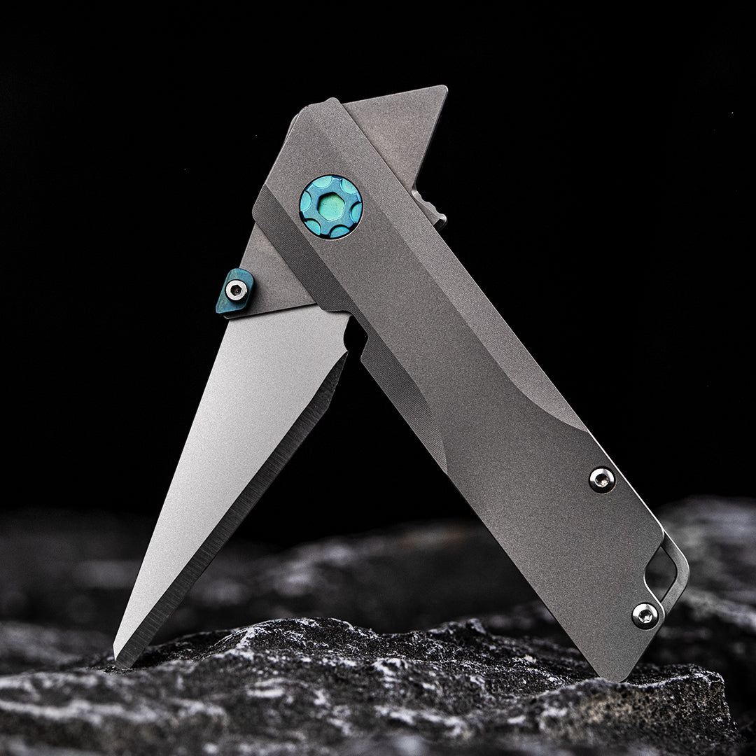 God Skull: Hand Carved Raven Titanium Utility Folding Knife【Limited 30 Pcs】