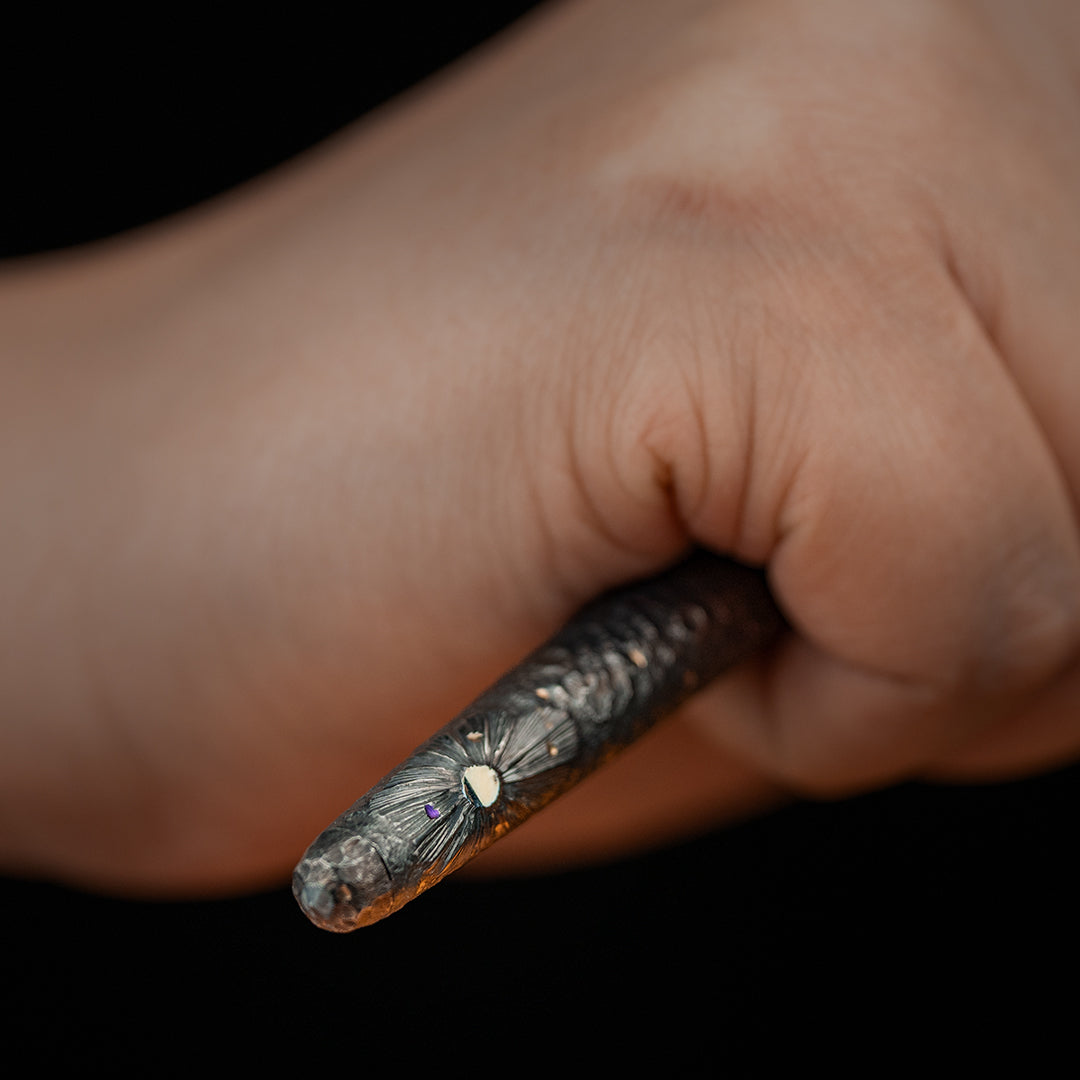 Hand-carved Titanium Tactical Ballpoint Pen