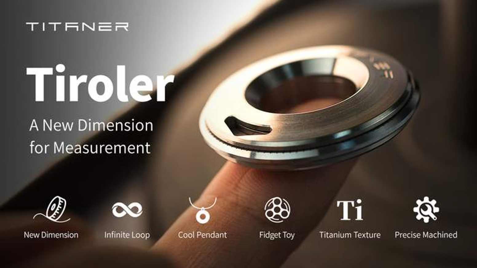Tiroler: Exquisite Titanium Curve Measure Ring on Fingertips