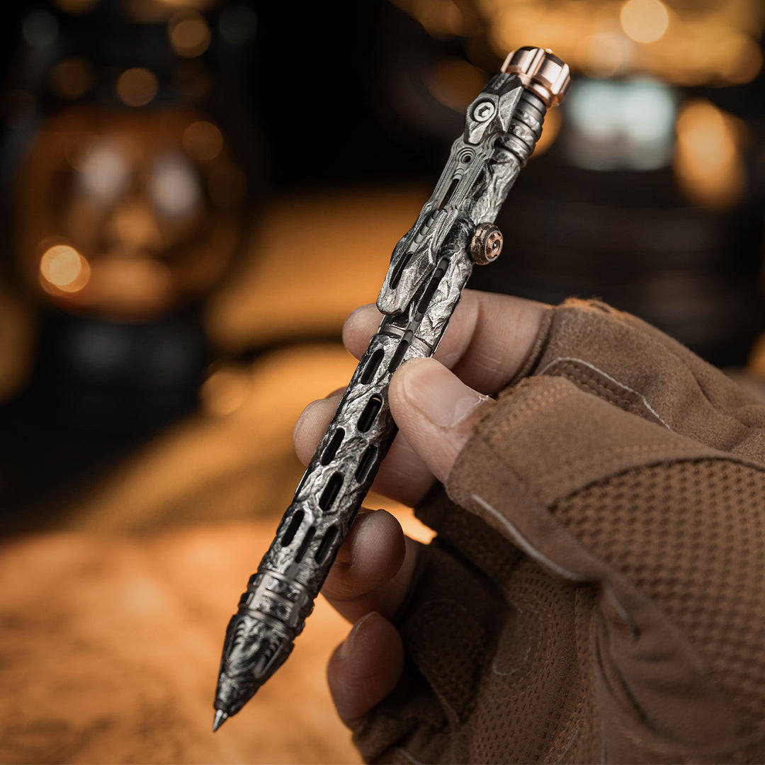 The Hand-Carved Titanium Tactical Bolt-Action Pen