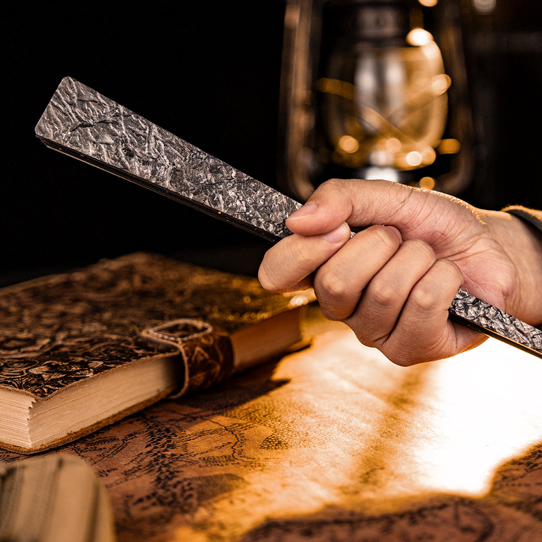 BuRan: the Titanium Hand carved Folding Fan- Rockery