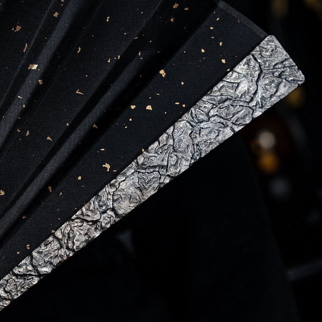 BuRan: the Titanium Hand carved Folding Fan- Stone-Sculpted