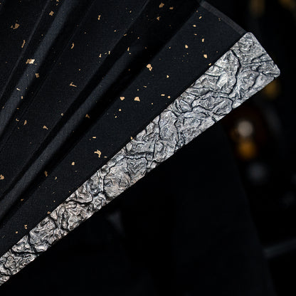 BuRan: the Titanium Hand carved Folding Fan- Stone-Sculpted