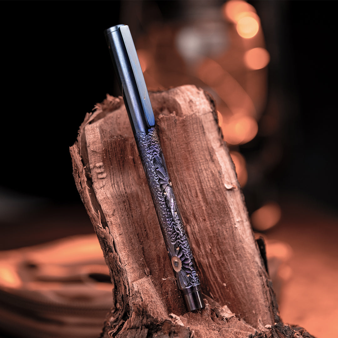 Hand-Carved Titanium Fountain Pen