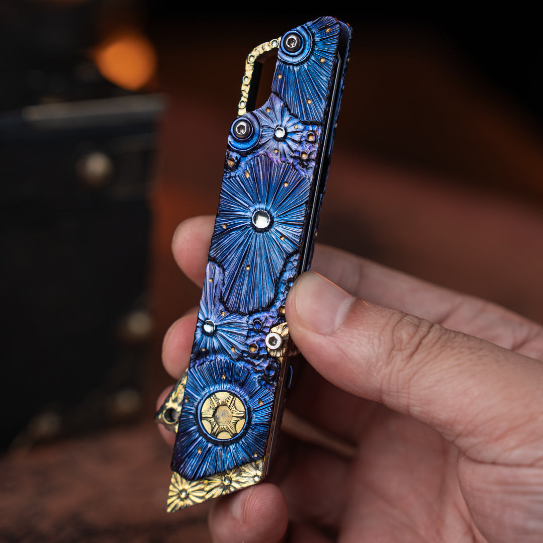Blue Meteor Raven Titanium Dienstprogramm Klappermesser