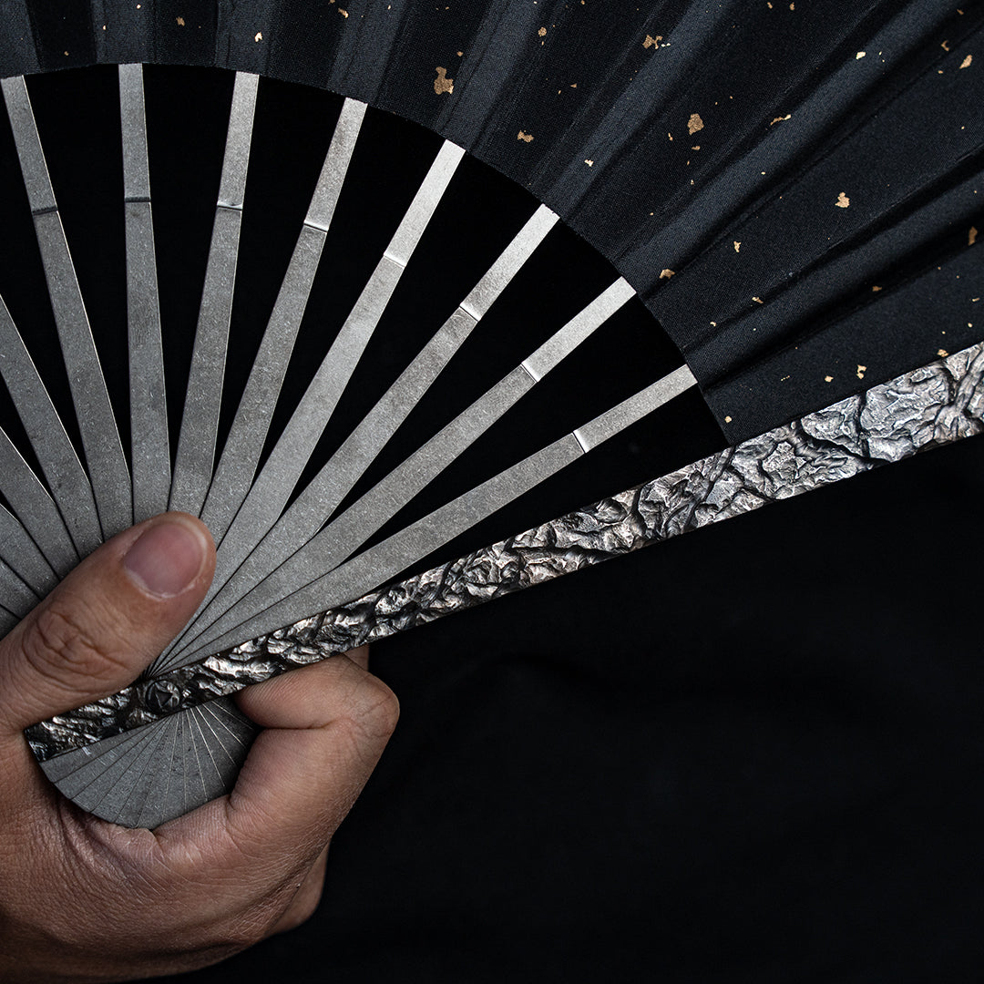 BuRan: the Titanium Hand carved Folding Fan- Rockery
