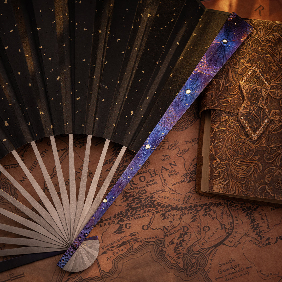 BuRan: the Titanium Hand carved Folding Fan- Starry