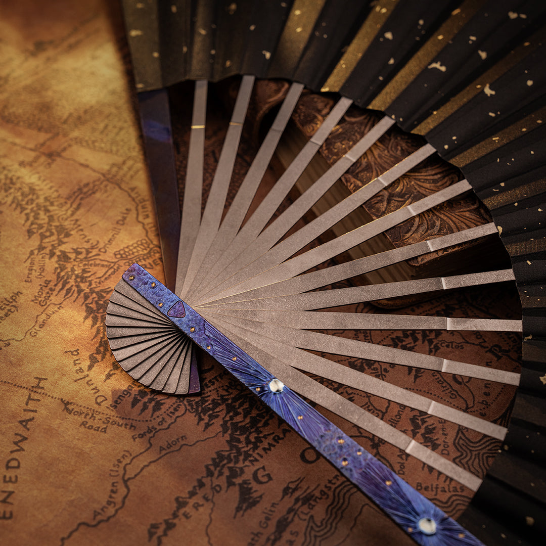 BuRan: the Titanium Hand carved Folding Fan- Starry