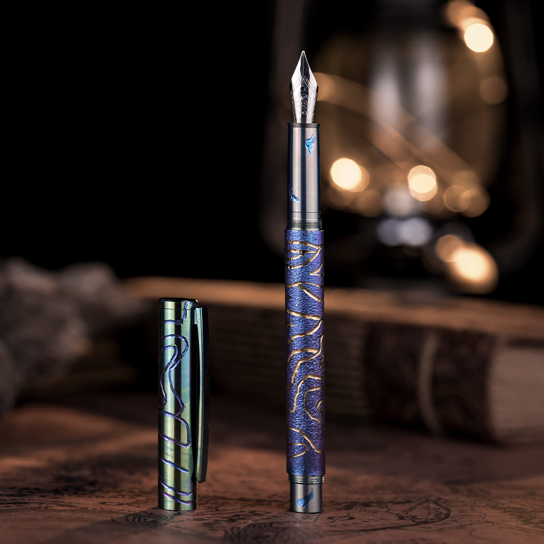 Hand-Carved Titanium Fountain Pen