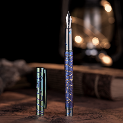 Hand-Carved Titanium Fountain Pen