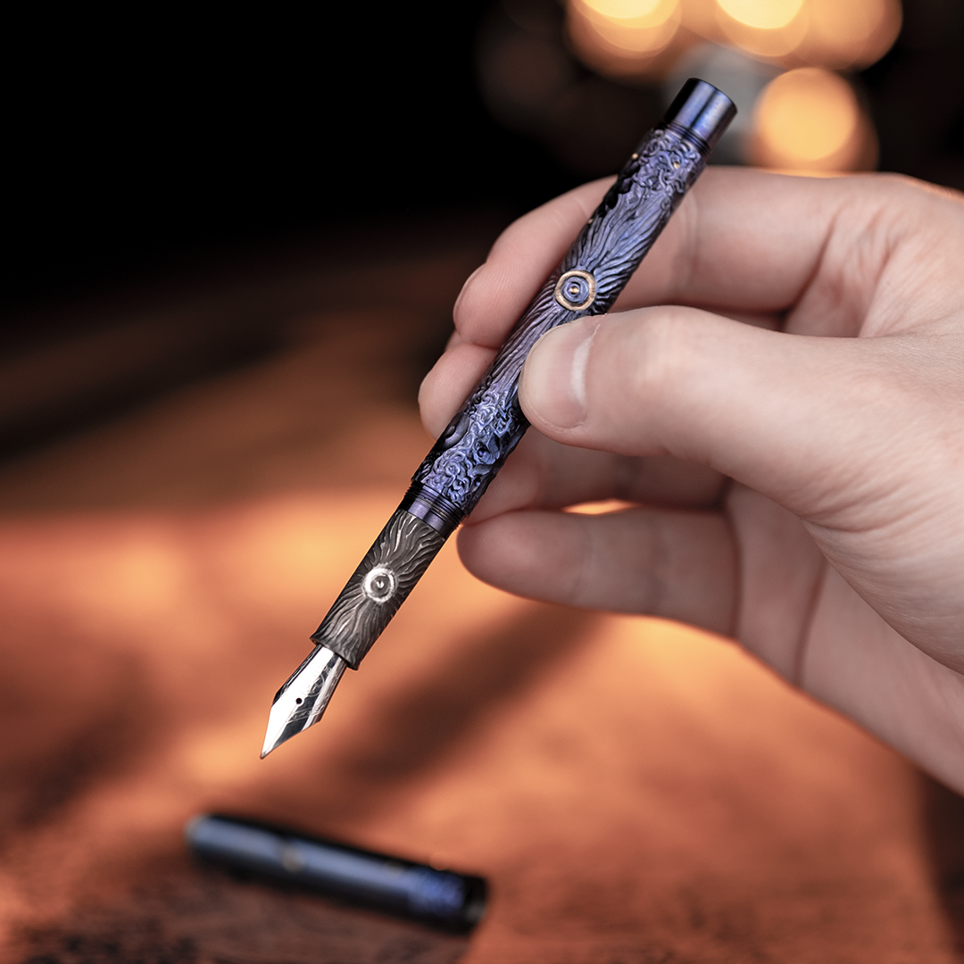 Hand-Carved Titanium Fountain Pen
