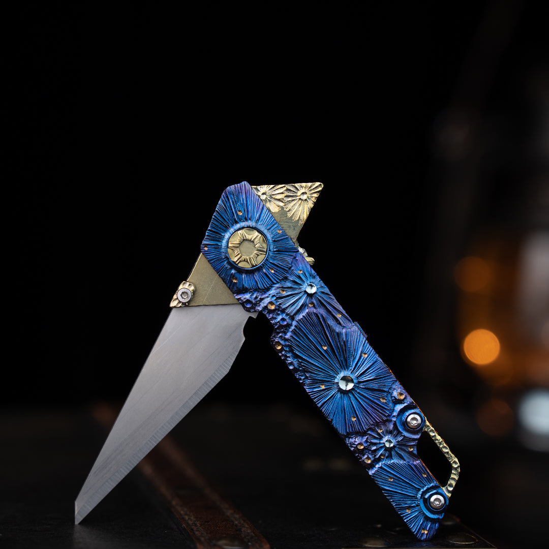 Blue Meteor Raven Titanium Utility Folding knife