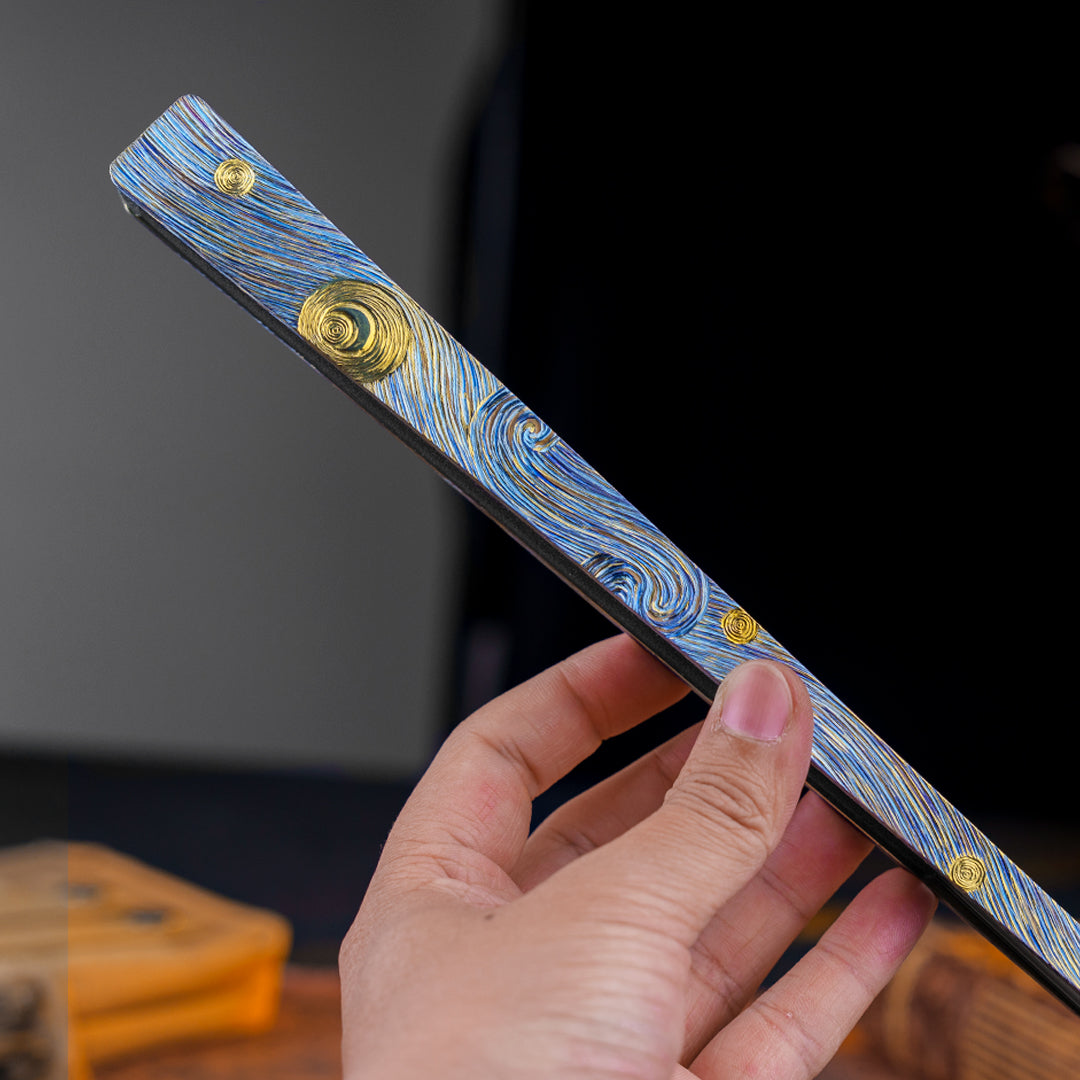 The Starry Night--【PRE-ORDER】BuRan: the Titanium Hand carved Folding Fan