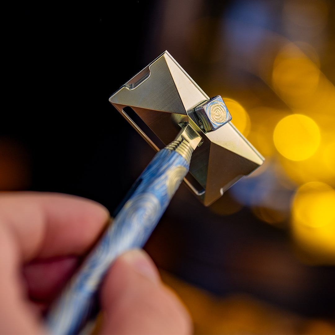 The Starry Night--Hand-Carved Titanium Single-edge Razor