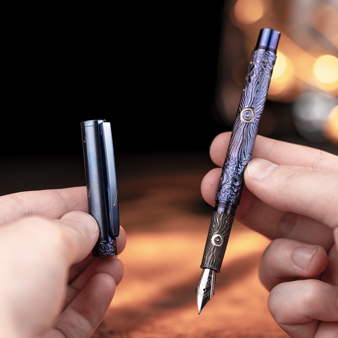 Hand-Carved Titanium Fountain Pen