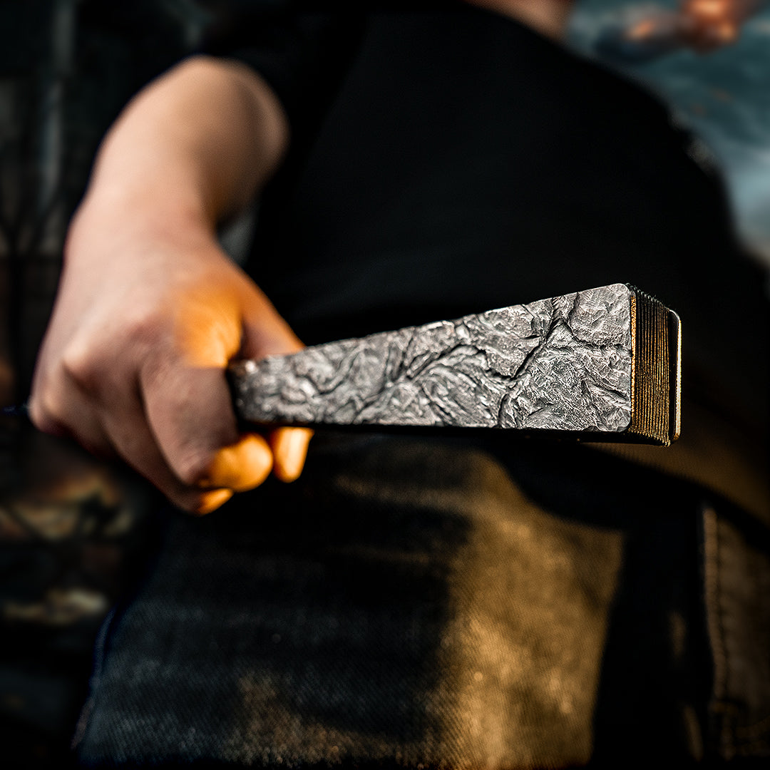 BuRan: the Titanium Hand carved Folding Fan- Stone-Sculpted