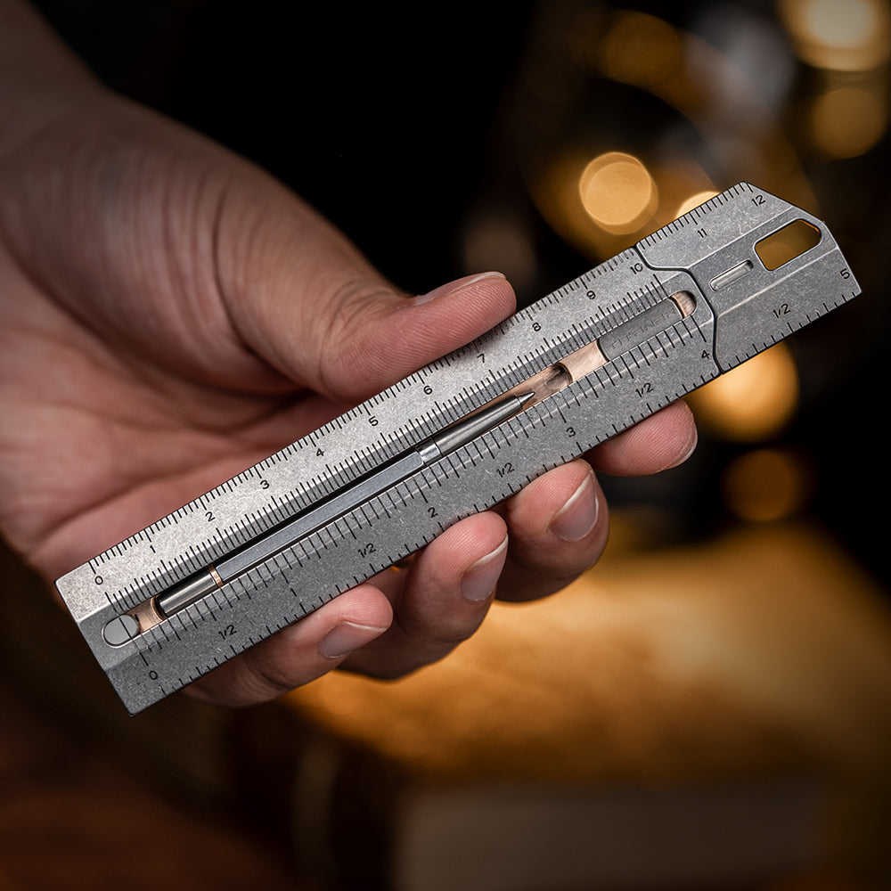 Indestructible Ruler Mix 3.0: Titanium EDC Versatile Ruler – Titaner