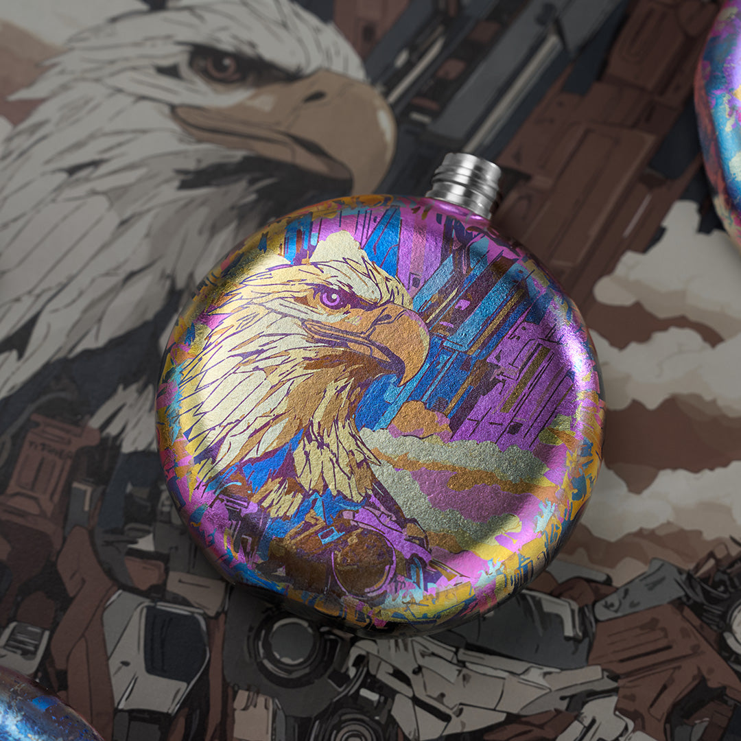 World Premiere Colored Titanium Hip Flask